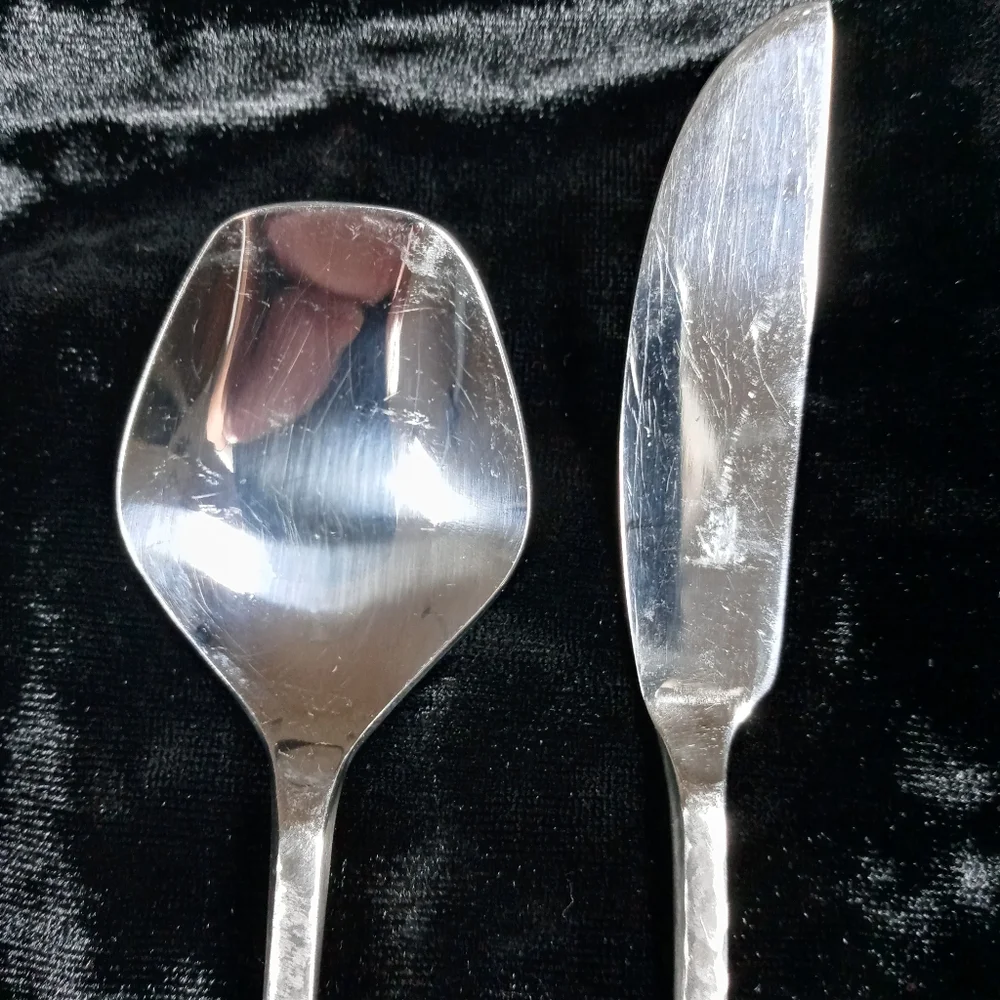 Vintage Epic Japan Stainless Steel Flatware Sugar Spoon & Flat Butter Knife